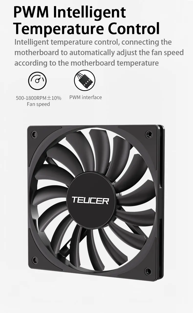 TE-12012 120mm Thin PC Case Fan,High Performance Cooling Low Noise 4-Pin 500-180