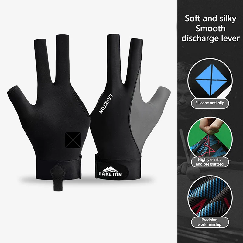Billiard Gloves 1pc Left Hand Three Finger Snooker Billiard Glove Non Slip Stickers Elasticity Billiard Training Gloves