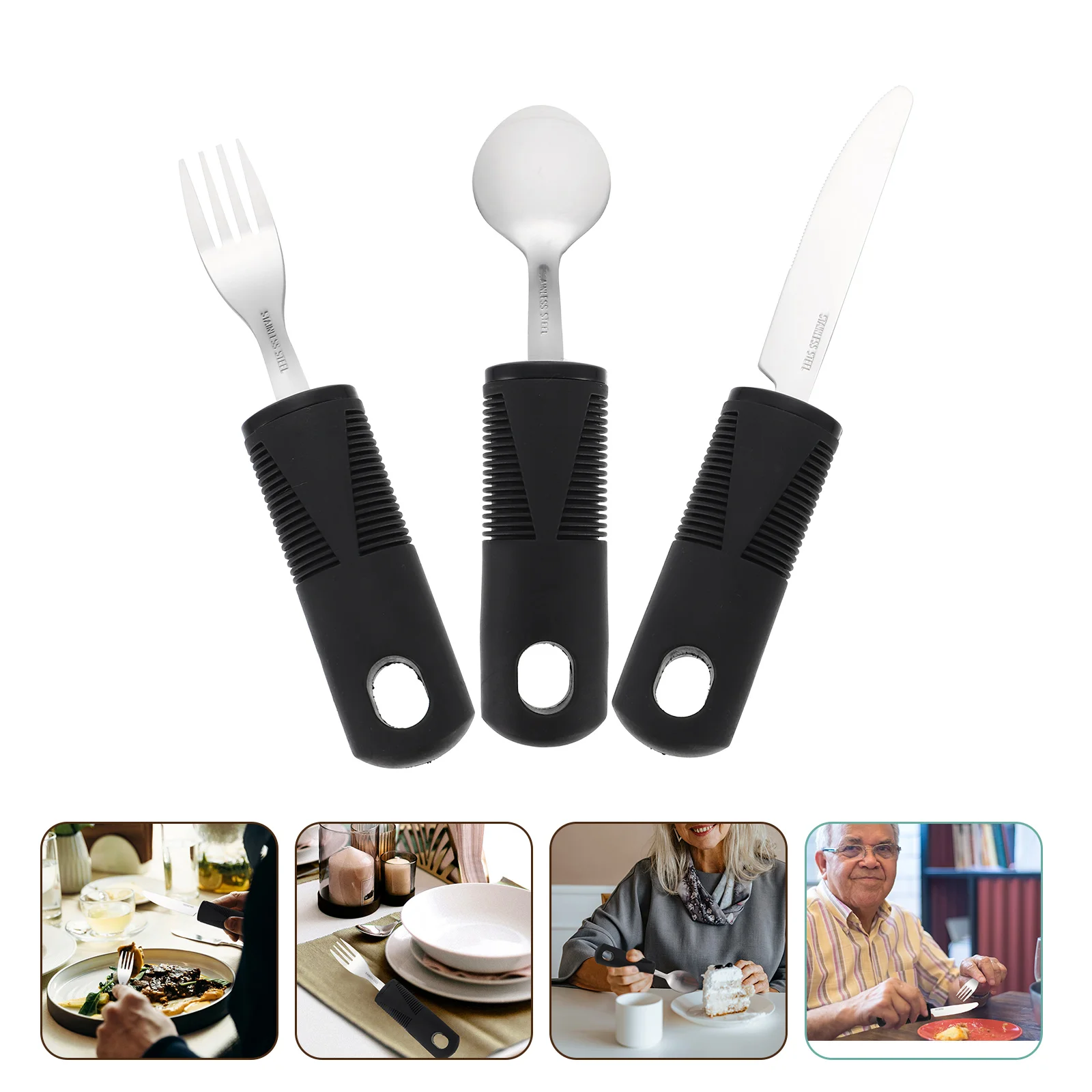 

Adaptive Utensils Silverware Elderly Weighted Spoon Arthritis Set Eating Fork Aid For Tableware Hand Tremors Utensil Cutlery