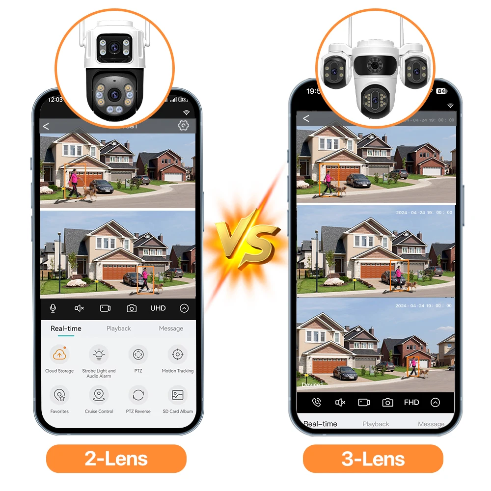 WONSADR Three Screen Three Lens HD WIFI IP Camera Dual Lens Camera Auto Tracking Color Night CCTV Video Security Cam iCsee 4
