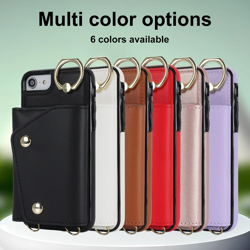 ELVEV Soft PU Leather Zipper Wallet Phone Case with Card Holder, Shockproof Durable Shell and Strap