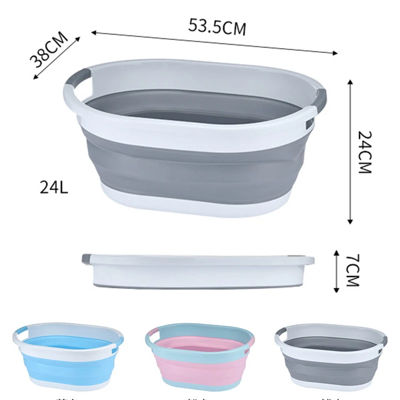 Big Folding Bucket Portable Retractable Plastic Household Thickened Travel Outdoor Car Wash Fishing Collapsible Bucket Storage Folding Storage Bucket
