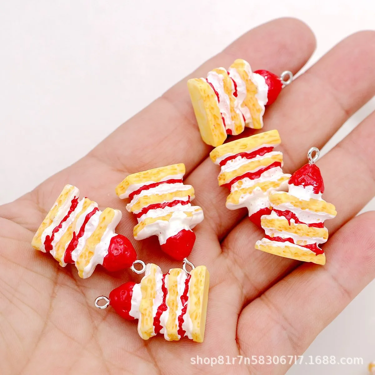 3D Strawberry Cake Charms 10pcs For Jewelry Making Handmade Accessories