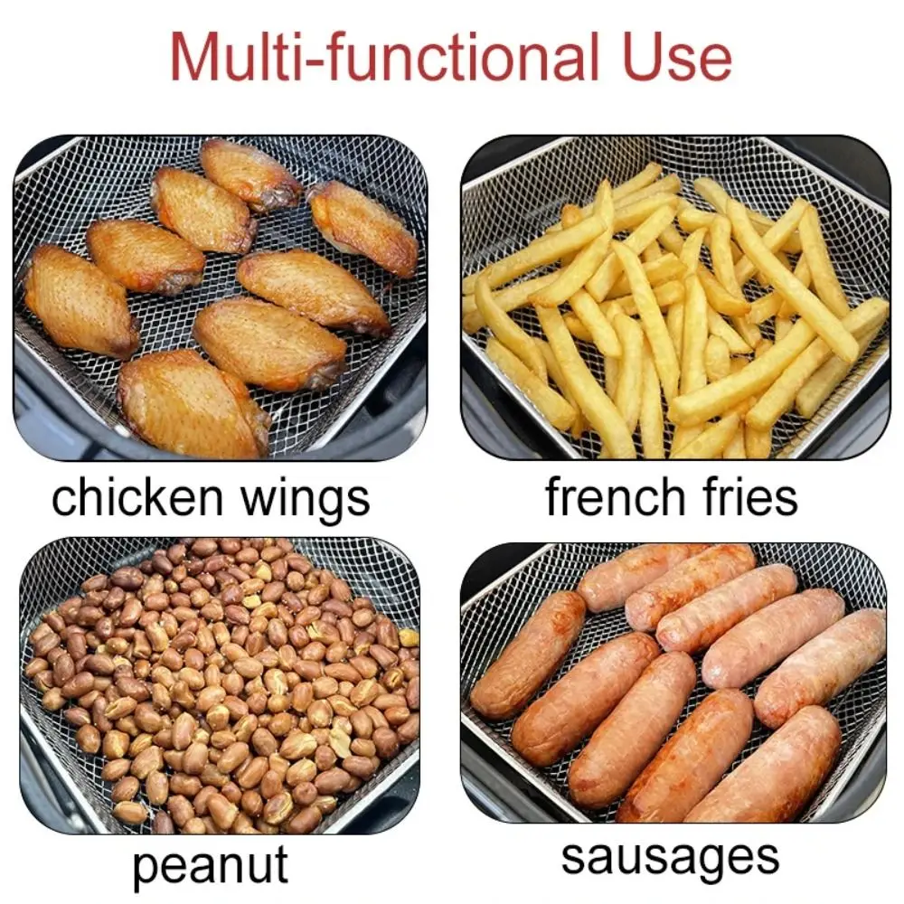 New Stackable Air Fryer Rack Non-Stick Stainless Steel Grilling Rack Airfryer Tray Grill Basket Durable Kitchen Gadgets