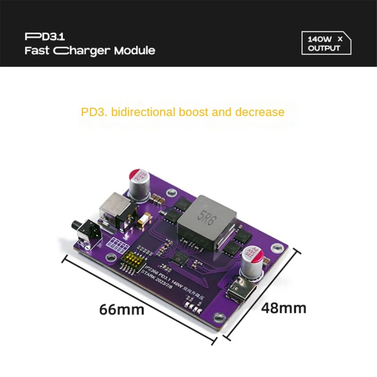 PD3.1 140W Power Bank DIY Module 2S/3S/4S/5S/6S Switchable IP2366 Bidirectional Boost Li-Battery Fast Charging Module,A3 6
