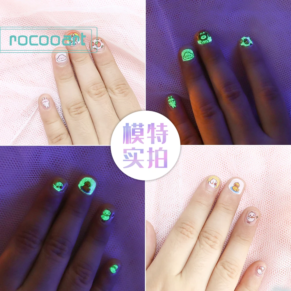 Luminous Nail Stickers For Kids DIY Nail Art Sticker Cute Animals Design Art Decoration Glowing Children Manicure Foil nail stickers,nail art tools,nail decals