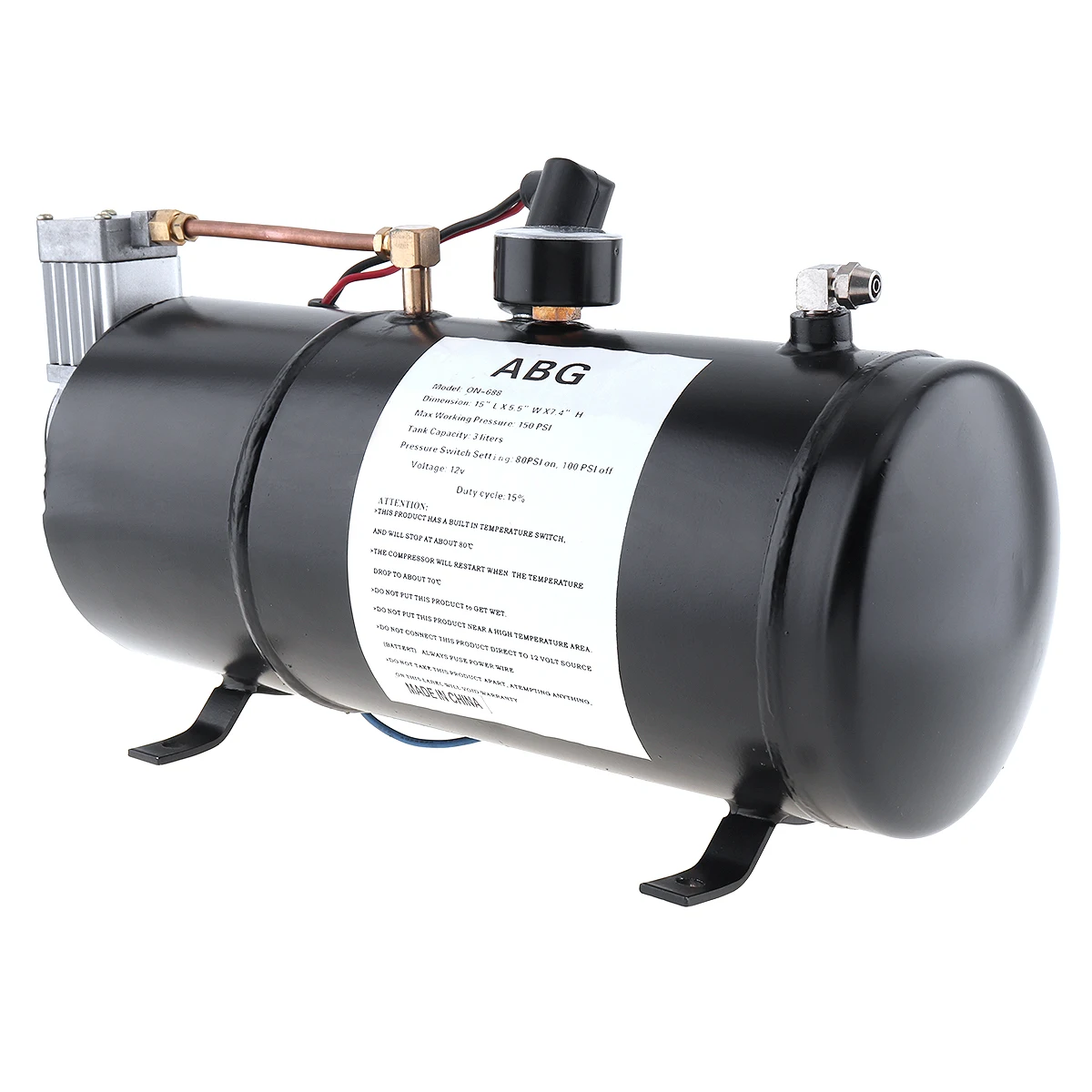 

Universal Durable Car Air Horn Compressor 12V 125 PSI Tank Pump Multi-tone & Claxon Horn 110-135db for Train Auto Car Truck Boat