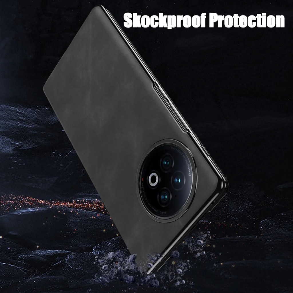 For Vivo X Fold 2 Case Magnetic Lychee Pattern Plain Leather  Case for Vivo X Fold2 Hard Shockproof Protection Back Cover