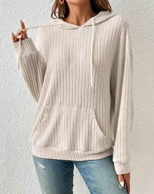 

Women's Sweatshirt 2023 Autumn Casual Long Sleeve Hooded Drawstring Pocket Design Hoodie Fashion Pullover Top All-Math Clothes