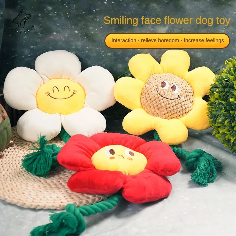 

Flower Dog Toy Chew Rope Knot Dog Plush Toy Bite-resistant Teeth Cleaning Cotton Rope Training Puppy Funny Playing Pet Supplies