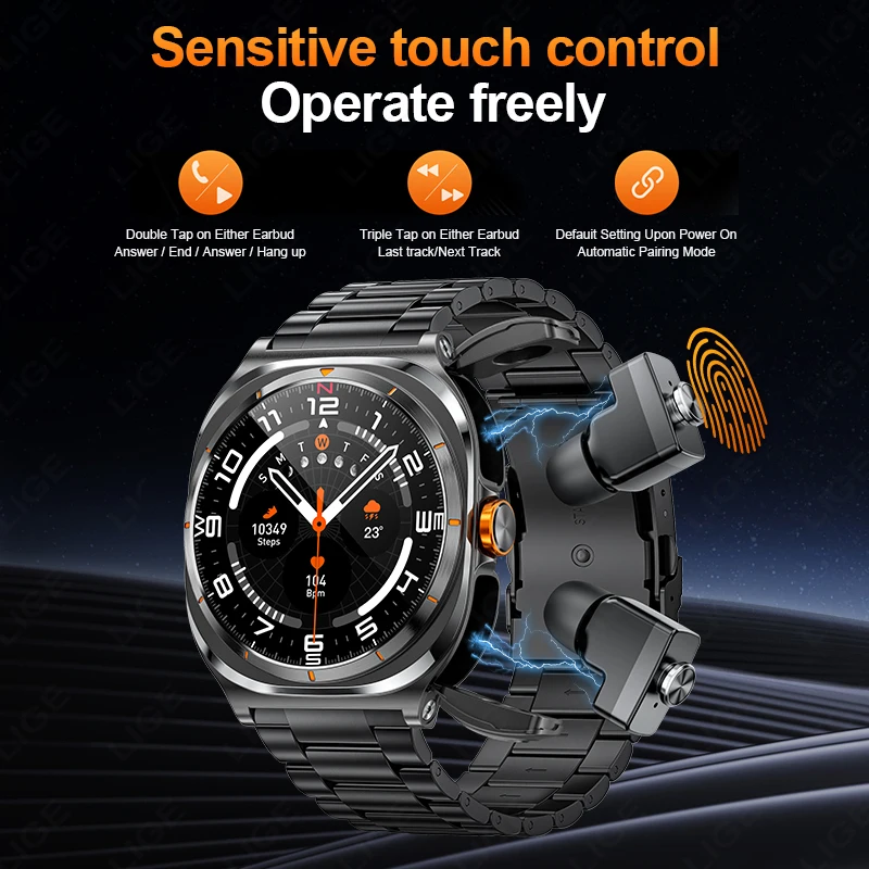 New Smart Watch Earphones Ultra 2in1 Smart Watch With Wireless Headset Bluetooth Call Outdoor Sport Music Smartwatch Headphones