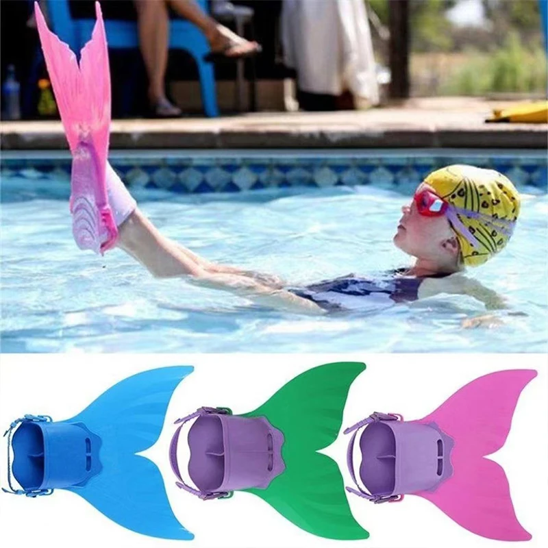 Adjustable Mermaid Swim Fin Swimming Training Girl Boys Kids Children Mermaid Tail Girl