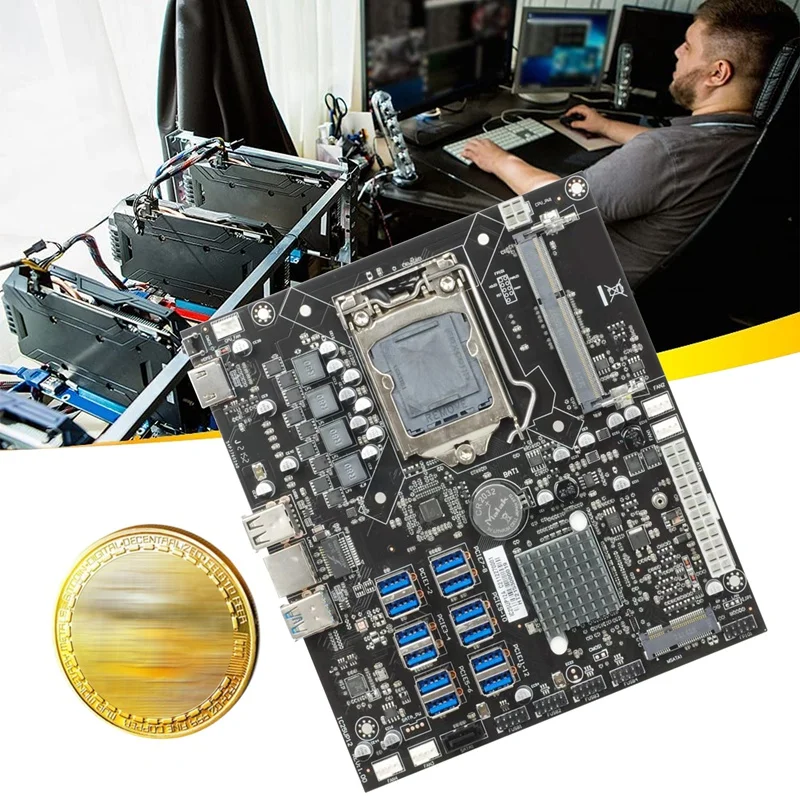 motherboard pc B250 ETH Mining Motherboard 12 USB3.0 LGA1151 Support DDR3L SODIMM RAM MSATA Support 6/7/8/9 Generation CPU Motherboard latest computer motherboard