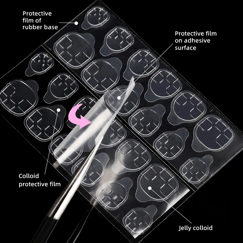 50Sheets Special color super stick jelly glue waterproof back glue sticker invisible double-sided for wearing nails
