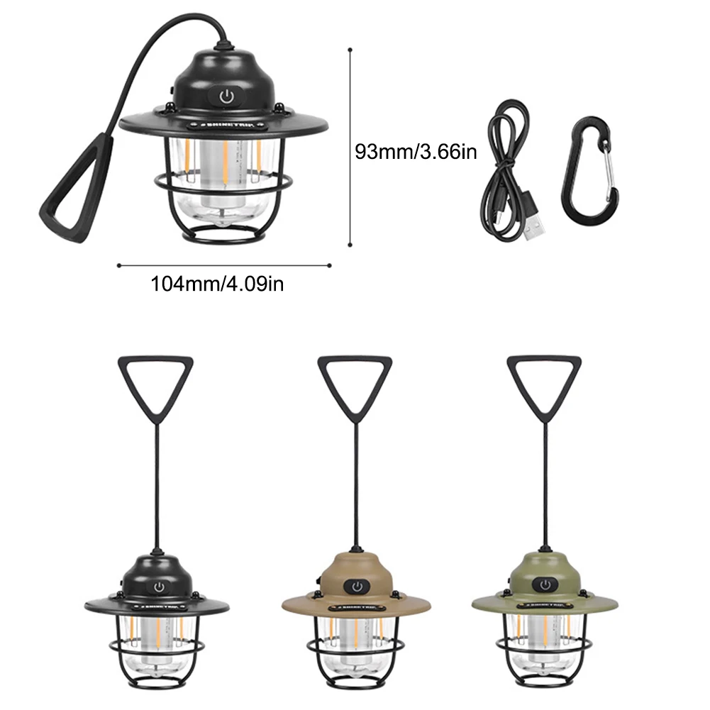 Camping Lamp LED Camping Lamp 1200mAh Emergency Light Lantern IPX4 Waterproof Retro Atmosphere Chandelier Stepless Dimming Fishing Hiking