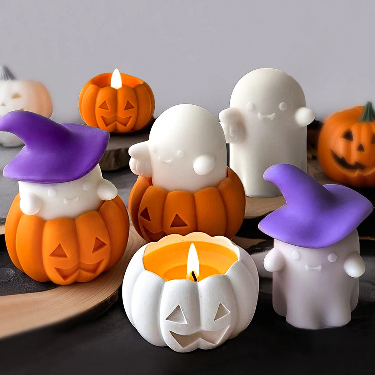 Stampo in Silicone a Forma di Fantasma per Halloween, per Realizzare Candele, Fai da Te, Resina epossidica, stampi in Silicone per Cera di soia, aromaterapia, Sapone, Fondente, Caramelle