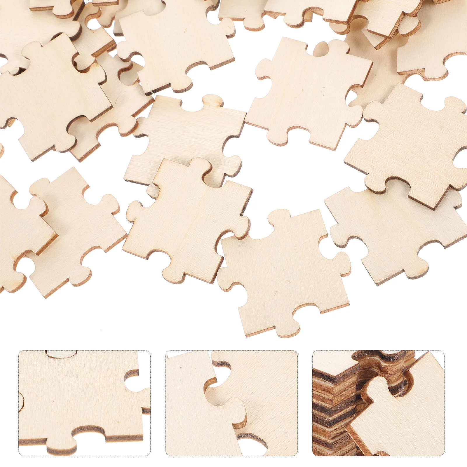

Blank Puzzle Pieces Unfinished Wood Puzzle Color Your Own Puzzles for Kids DIY log assembly block jigsaw button