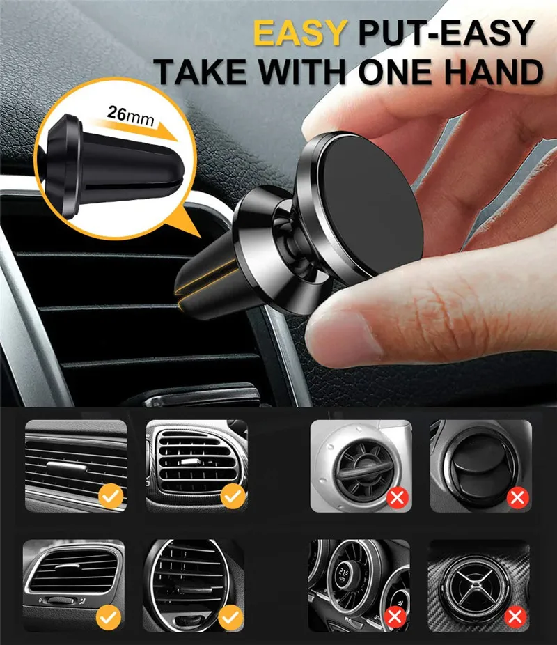 Magnetic Phone Holder Car Mount Air Vent Clip 360 Degree Adjustable Smart Universal phone holder
