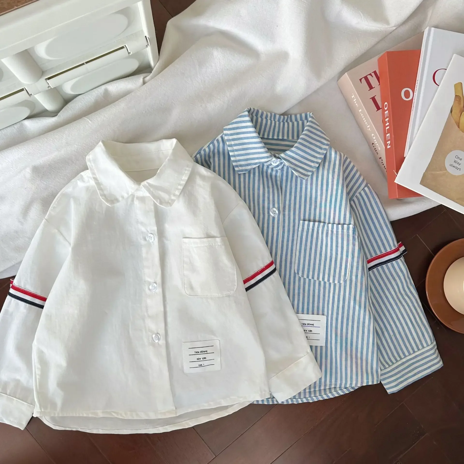 Spring Hot Sale Of The Season Children's Long Sleeve Striped Shirt Boys' Middle And Small Children Fashionable Shirt AE Stock Or