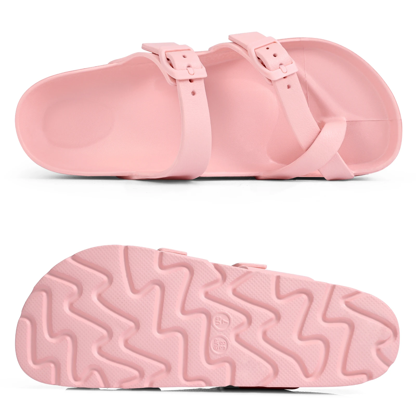 Lightweight Comfort Slides Double Buckle Orthopedic Flat Sandals