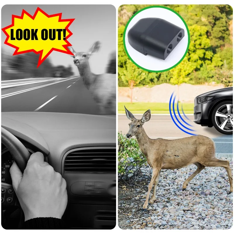 2pcs Car Ultrasonic Animal Repellent for Sonic Gadgets Car Grille Mount Animal Whistle Repeller Deer Safety Sound Alarm