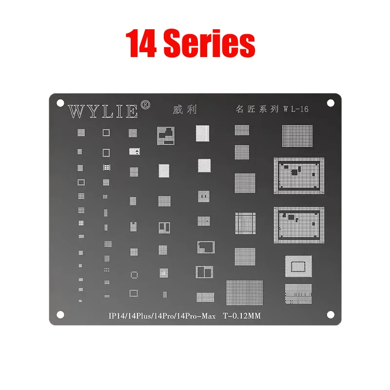 Bga Reballing Black Stencil Kit Set Per Iphone 15 14 13 12 11 Pro Max Xs Xr X 8P 8 7P 7 6 S 6 Steel Cpu Ic Chip Tin Welding Net