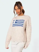 2024 Harajuku Hip Hop Knitted Men's Women's Sweater Fashio FLAG GIRL Pattern Printing Loose Tops Casual Streetwear Pullover 2