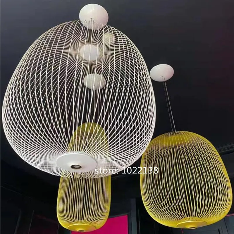 

Nordic Remote control Foscarini Spokes Bird Cage Chandelier Industrial style Black White Yellow Iron indoor lighting Fixtures