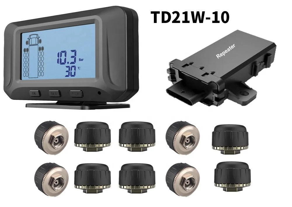 10 륜 Rs232 트럭 Tpms 공장 무선 타이어 압력 모니터링 시스템, 10 타이어