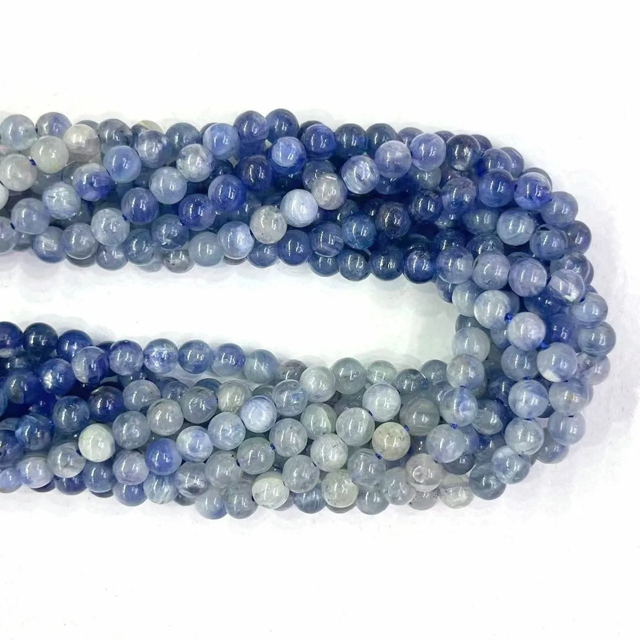 4MM Genuine Natural Blue Kyanite Stone Round Smooth Disthene Cyanite Loose Beads Strand For DIY Necklace Jewelry Accessories