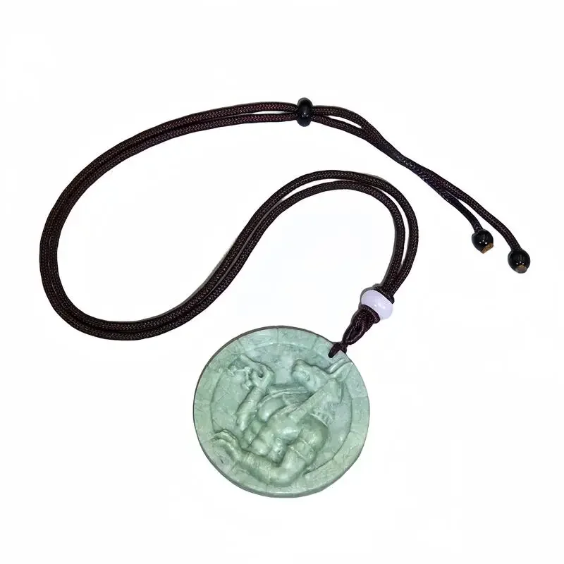 Dark Green Natural Jade Jesus Angel Cross Pendant Necklace Real Jewellery Fashion Gemstone Charm Amulet Gifts for Women Men