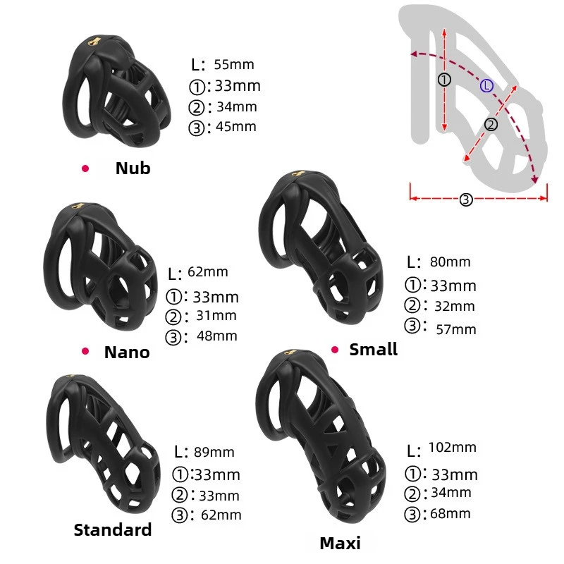 Men's Chastity Lock Chaste Vessel Black Light Pvc Penile Ring Snap Ring Multi Size Cage SM Sex Toys BDSM 3D Invisible Lock