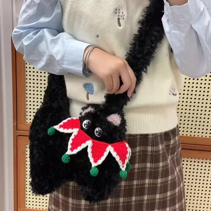 Cute Fat Orange Cat Crossbody Bag New Super Adorable Fluffy Kitten Shoulder Bag Soft Girl Cartoon Handbag