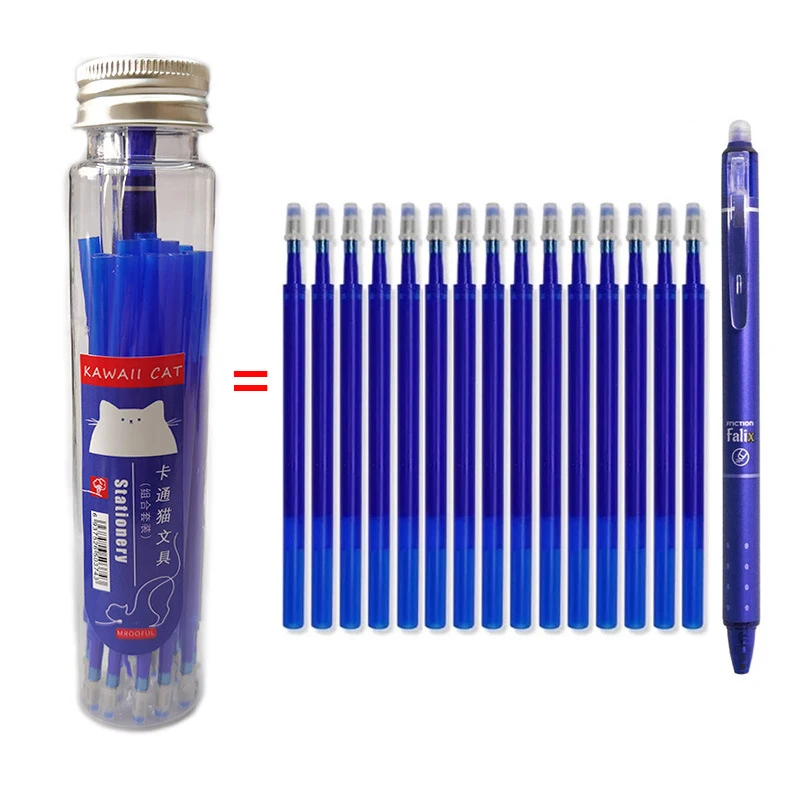 0.5mm Large Capacity 16 Piece Erasable Pen Set with Blue Black Ink Press Erasable Pen School Stationery Student Writing Supplies