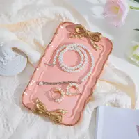 Pink European Style Resin Tray With Retro Bowknot Design Fruit Plate For Jewelry Fruit Storage Display Gift For Valentine's Day 1