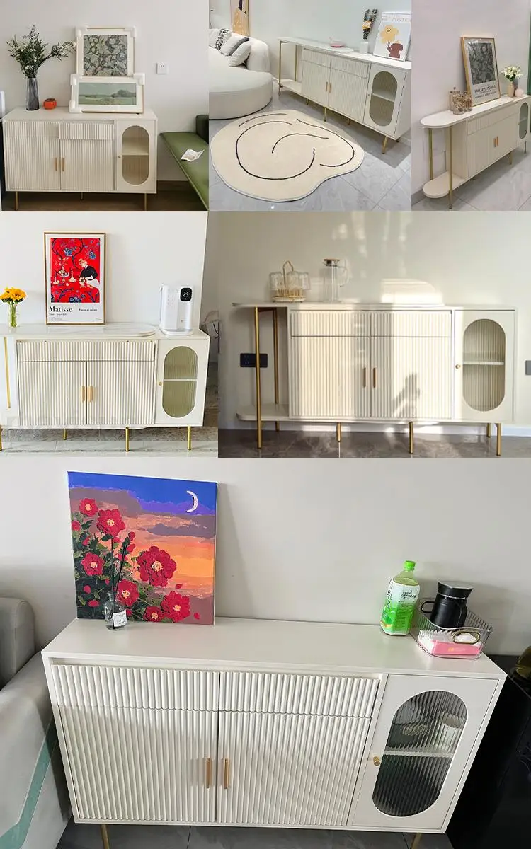 Buffet Sideboard Living Room Cabinet Dressers Kitchen Corner Storage Modern Home Decore White Finish Console Table