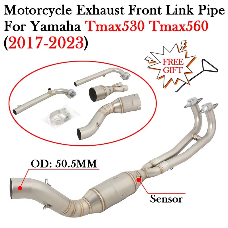 

Slip On For YAMAHA TMAX560 TMAX530 TMAX500 TMAX 500 530 560 2017 - 2023 Motorcycle Exhaust Muffler Escape Moto Front Link Pipe