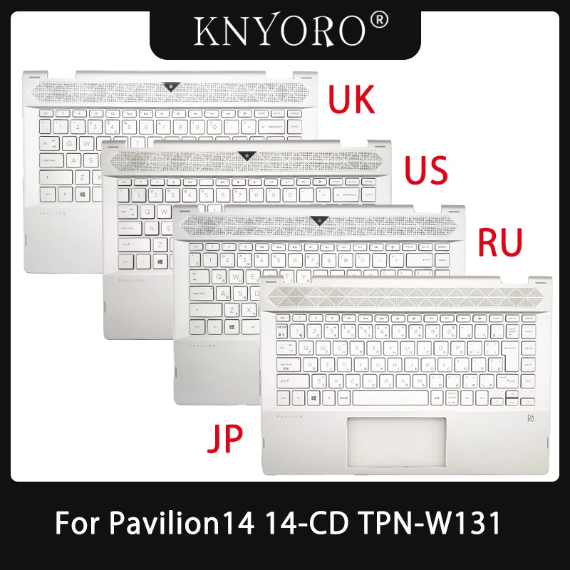 

NEW US/UK/JP/Russian Keyboard for HP Pavilion14 14-CD TPN-W131 Laptop Palmrest Upper Cover Keyboard Backlight Silver L22408-001