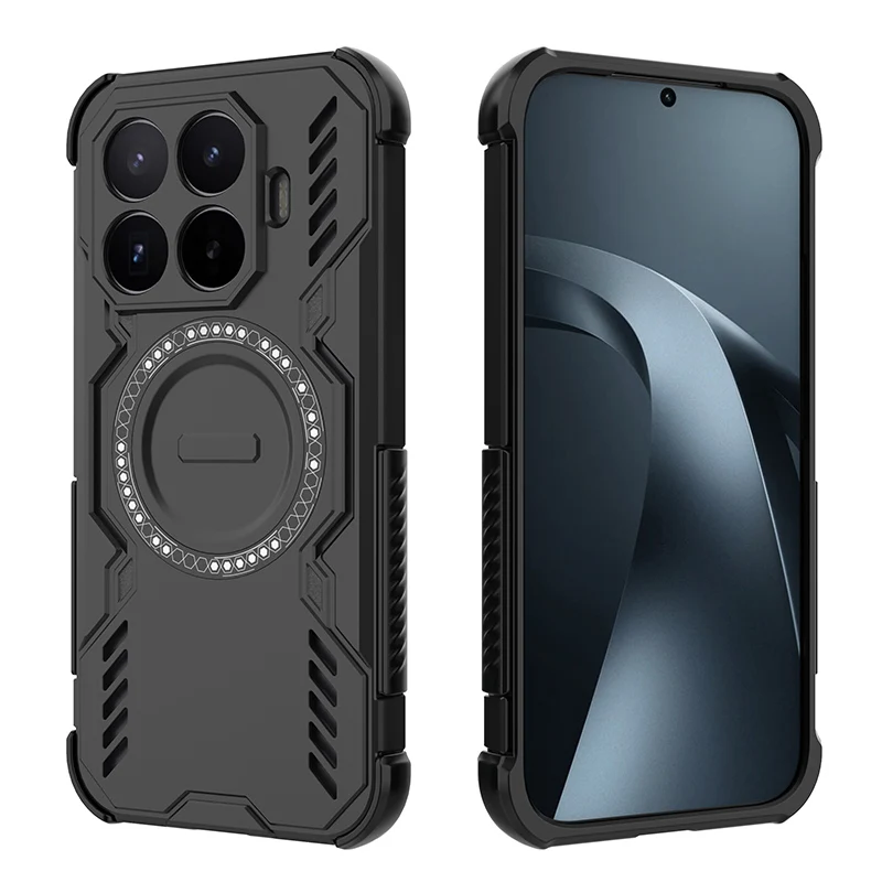 Magnetic Armor Shockproof Phone Case with Heat Dissipation and TPU Frame