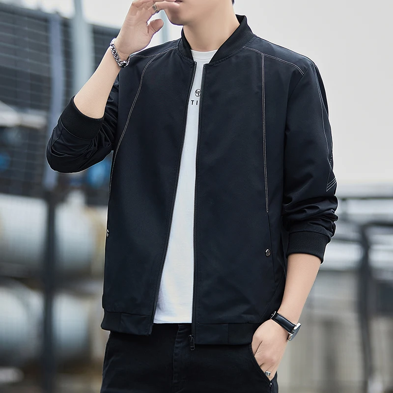 New spring and autumn Men's Jacket Coats black   Business Casual hooded bomber jacket Streetwear Men's Clothing M-5XL