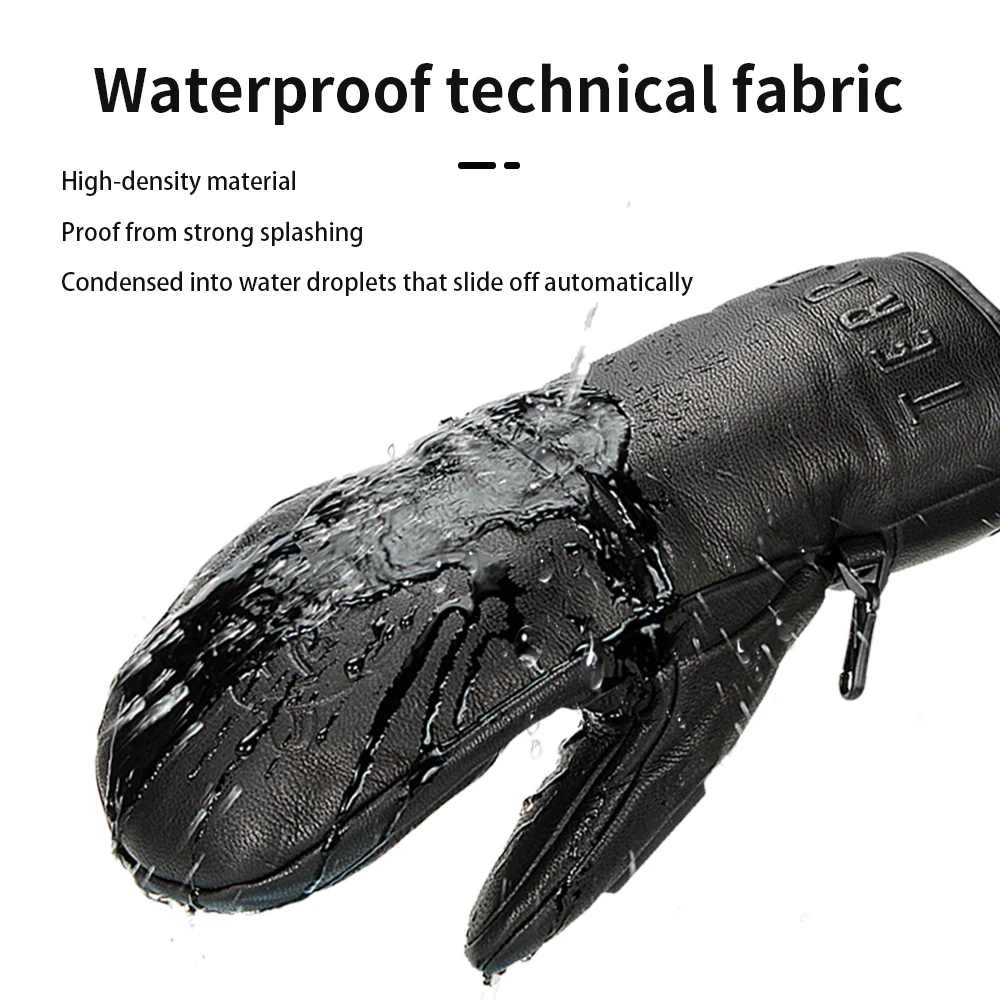 TERROR LEATHER MITTEN pure goat leather Ski gloves Mitten-3M Thermolite Warm -30&deg; cold resistance Five inner fingers Waterproof
