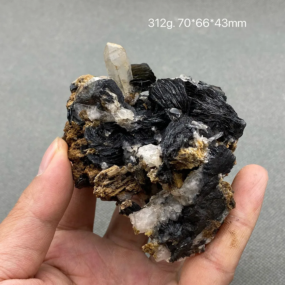 100% Natural Specular hematite and crystal symbiosis mineral specimen crystal stones and crystals quartz healing crystal