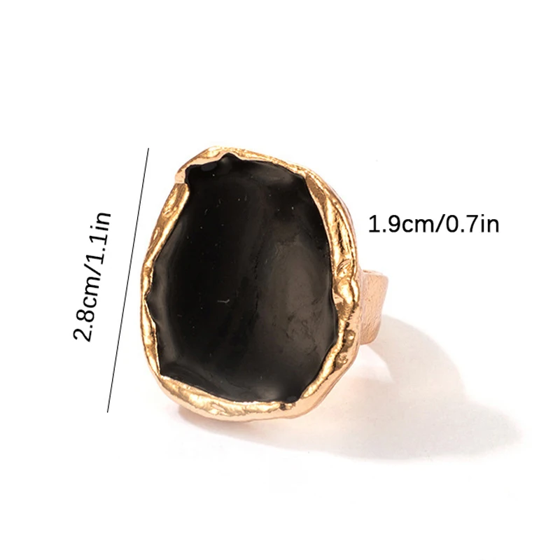 Vintage Black Stone Ring for Women Exaggerated Large Rings