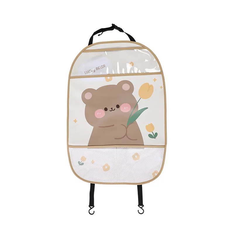 Car Seat Back Cover Protector for Kids Cartoon Auto Anti Kick Mat with Bag Waterproof Car Seat Back Protector Anti Kick Pad