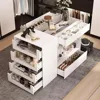 Display Cabinet Island with Glass Top and Front, Walk in Closet Organizer with 7 Drawers and 2-Tier Shelf, Shop Display Case 1