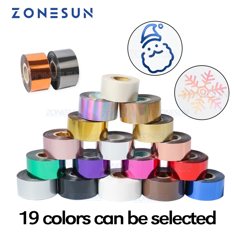

ZONESUN горячее тиснение фольга 3 см горячее тиснение лента Дата кодирование фольга бумага Горячее тиснение фольга бумага сделать красочный логотип