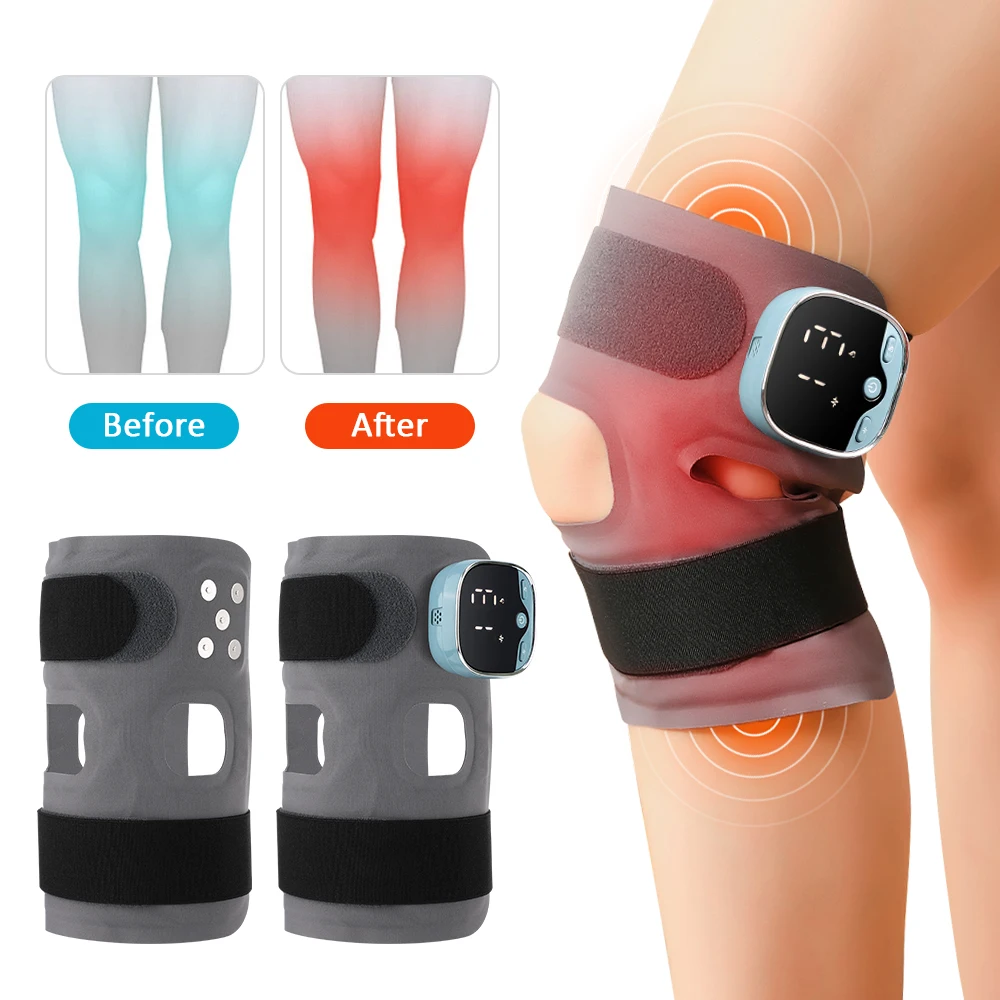   EMS Smart Voice Knee Massager 5 Mode Massage Cordless Heated Knee Pad Leg Joint Muscle Relax Detachable Controller