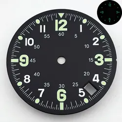 Green Blue Dual Time Zone Watch Dial with C3 Luminous and Single Calendar (Black)
