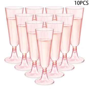 10-Pack Pink Disposable Plastic Champagne Flutes 1
