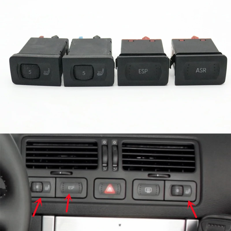 

Front Dash Seat Heated ASR Traction ESP Electronic Stability Control Switch 90% New For VW Golf IV Bora MK4